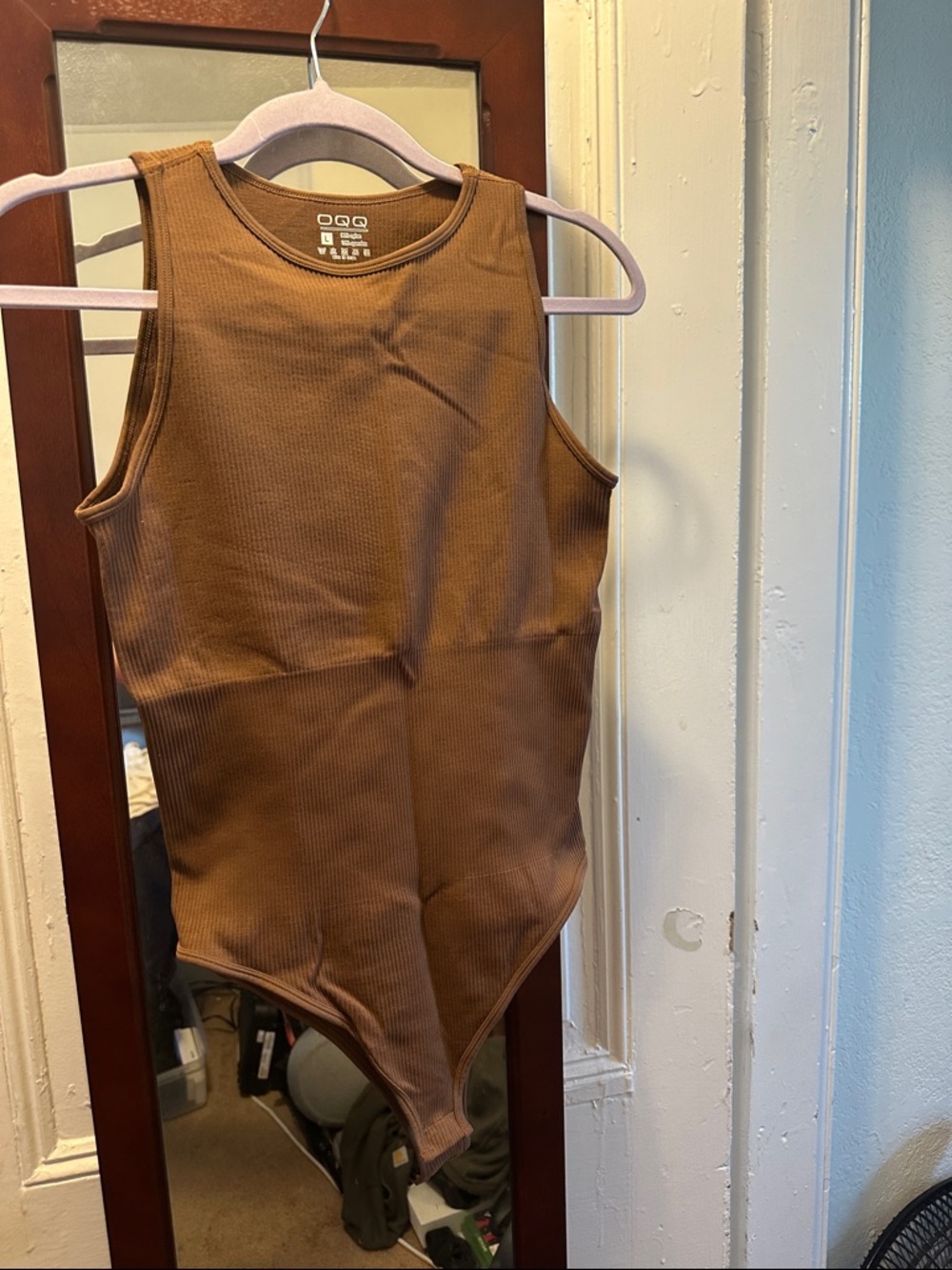 Women’s Brown Ribbed One-Piece Bodysuit